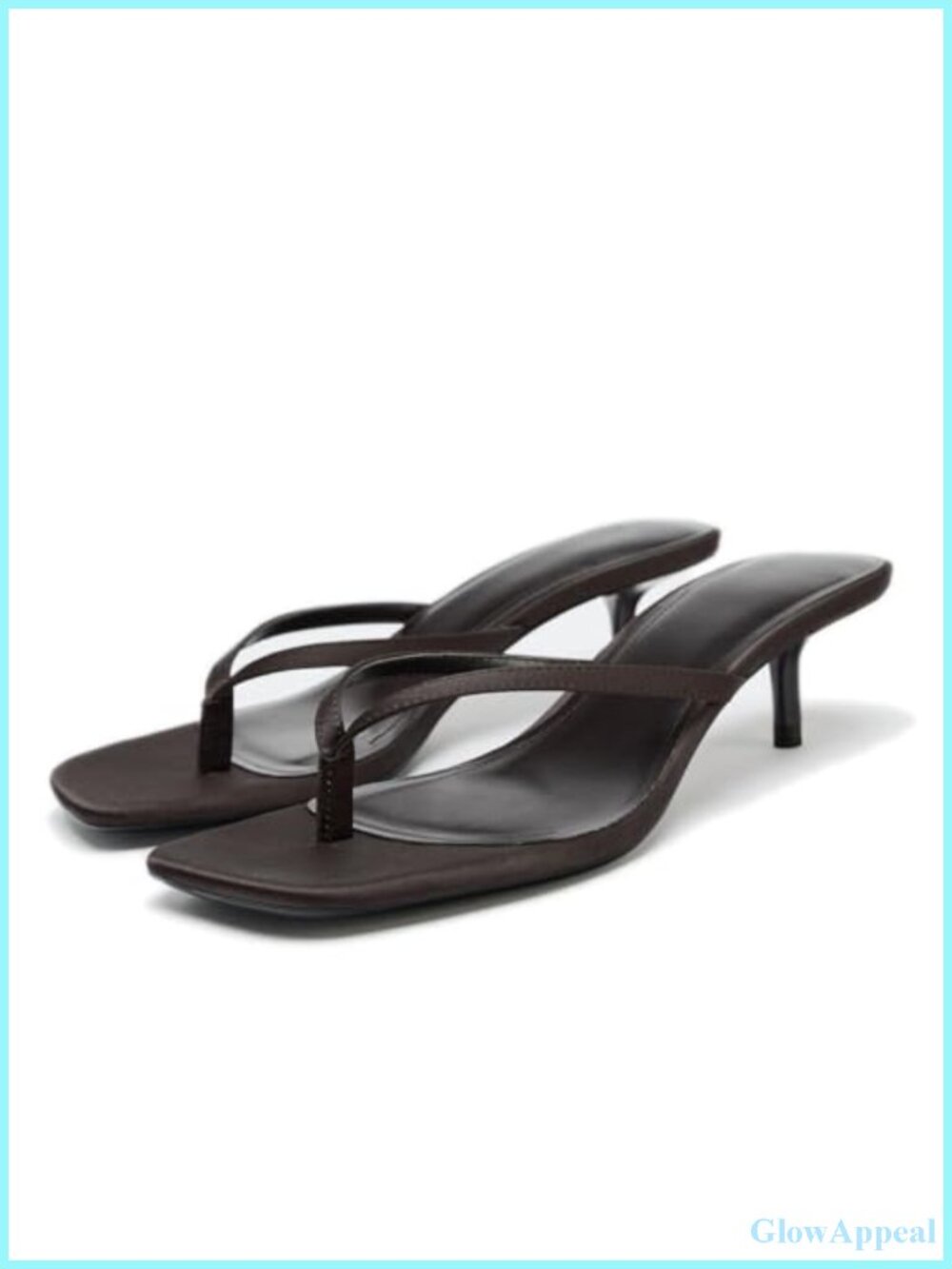 Women's Kitten Heel Thong Sandals Faux Leather Memory Foam